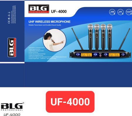 Anúncio: MICROFONE BLG S/FIO UF-4000 C/4 MANO UHF