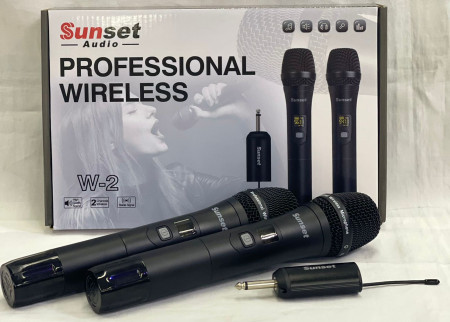 Anúncio: MICROFONE SUNSET S/FIO C/2MIC W-2