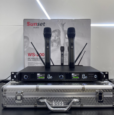 Anúncio: MICROFONE SUNSET S/FIO WS-200R C/2 RACK C/CASE