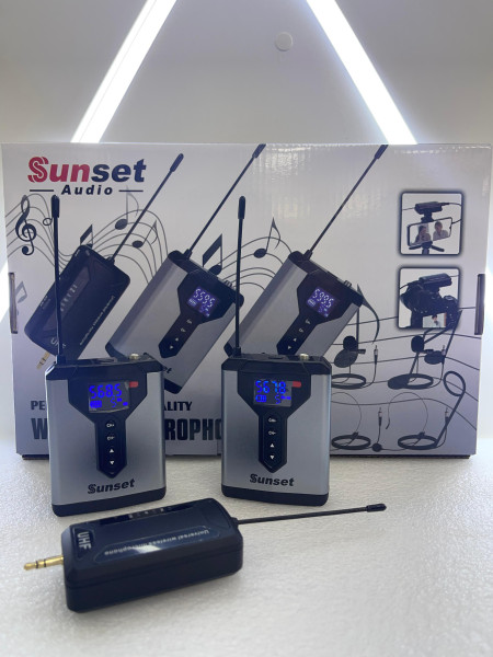 Anúncio: MICROFONE SUNSET S/FIO Q7 C/2 LAPELA/CABECA